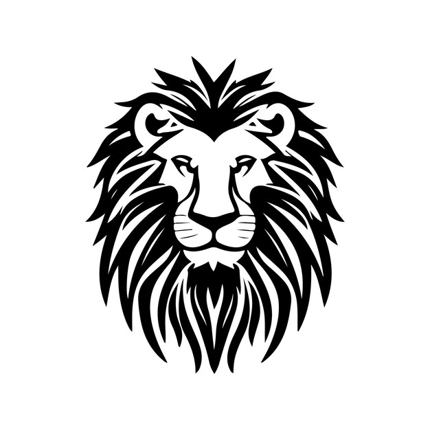 Lion head face logo silhouette black icon tattoo mascot hand drawn lion king silhouette animal