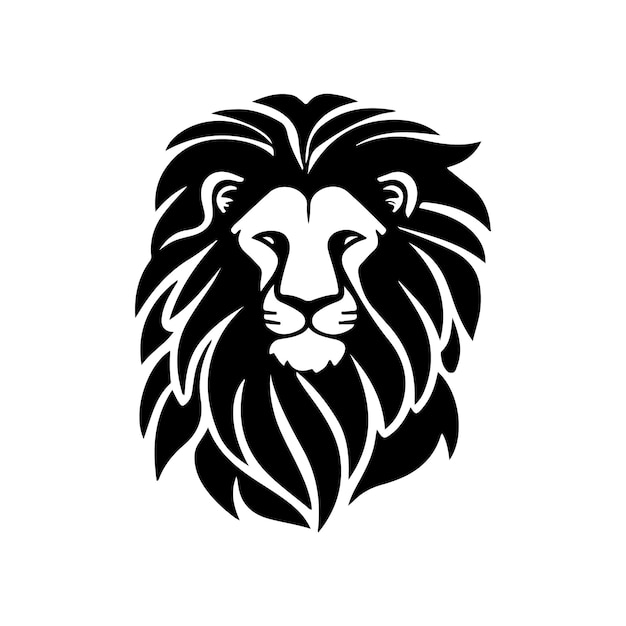 Lion head face logo silhouette black icon tattoo mascot hand drawn lion king silhouette animal