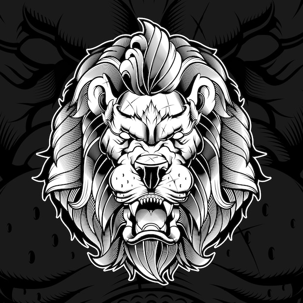 lion head furious illustration 