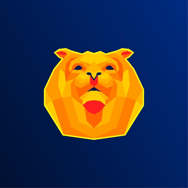 ライオン ヘッドの幾何学的なアイコンのロゴ