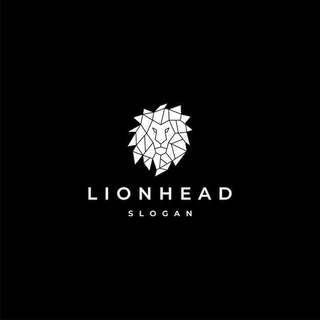 ライオンの頭の幾何学的なロゴデザインテンプレート