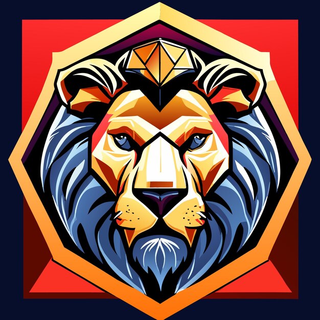 Lion head geometric logo