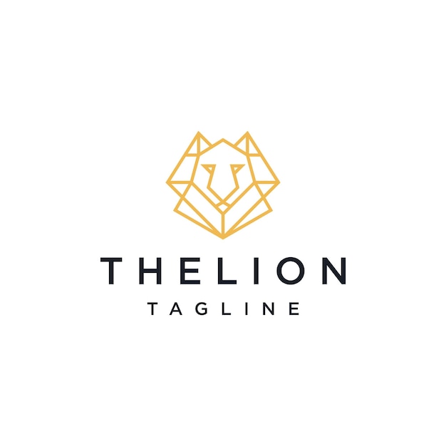 Lion head geometric polygonal logo vector icon design template