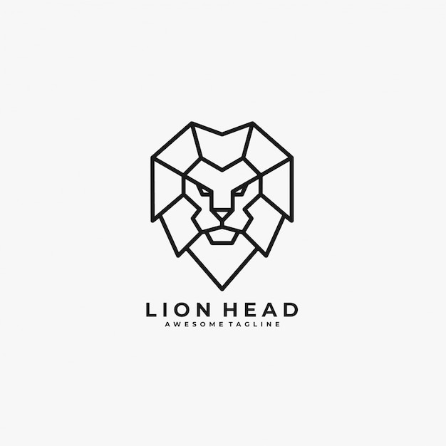 Lion head geometrische lijn illustratie logo.