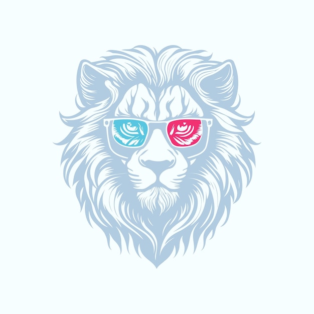 Lion head illustration with glasses
