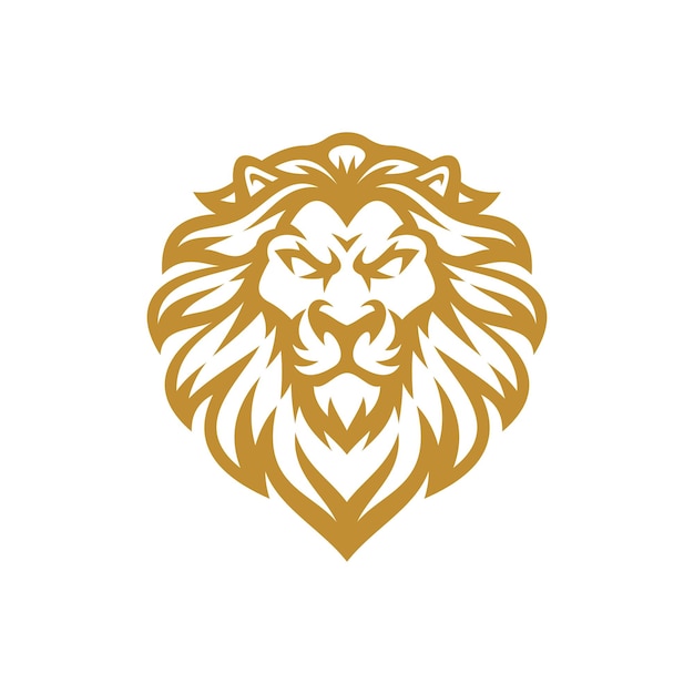 Lion head lijn kunst logo ontwerp. Leeuw mascotte vectorillustratie