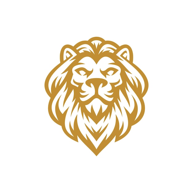 ライオンのヘッドラインアートのロゴデザイン。ライオンのマスコットベクトルイラスト
