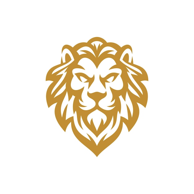 Lion head line art logo design. Lion mascot vector illustration