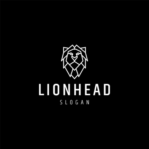 Lion head line art logo icon design