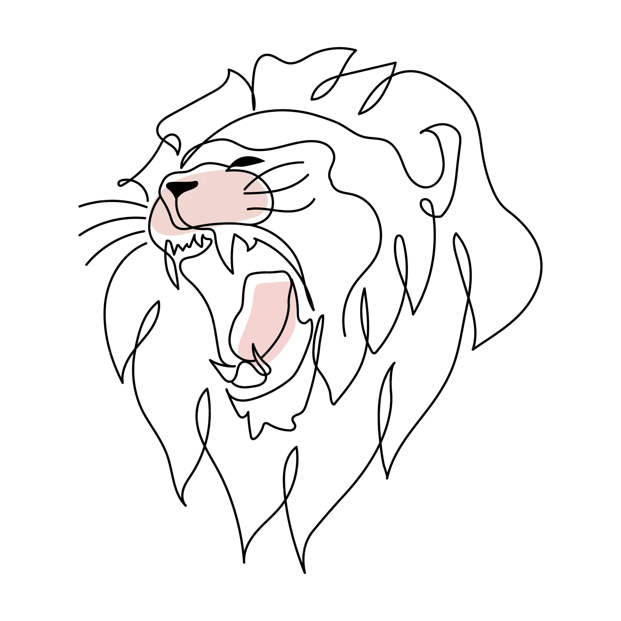 lion roaring outline