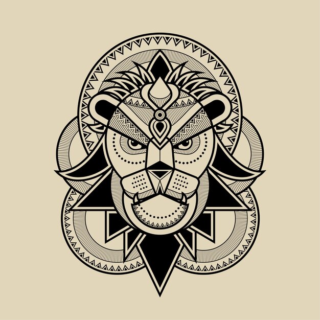 lion head line artwork   illustration