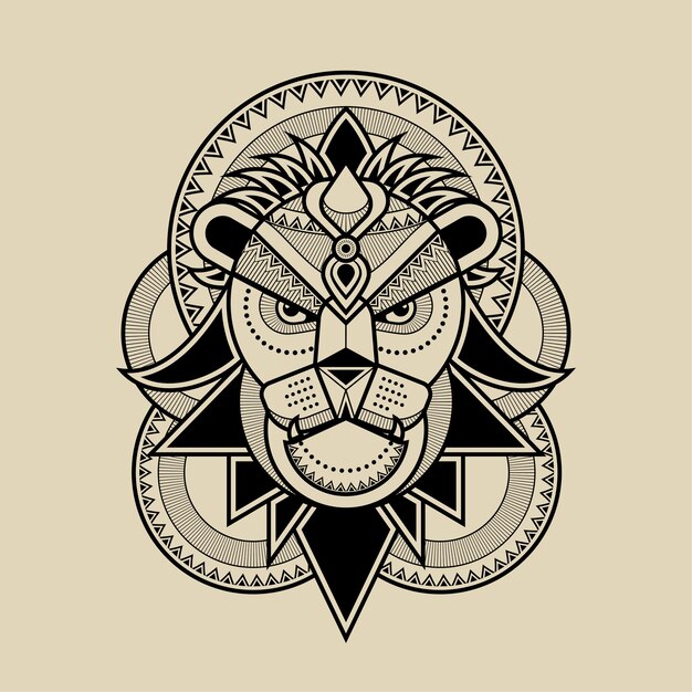 Vector lion head line artwork   illustration