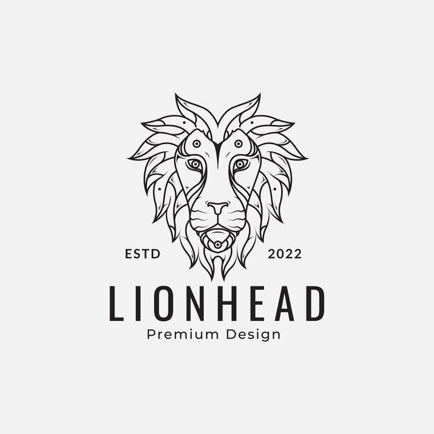 Логотип lion head line design векторная иллюстрация символы значок