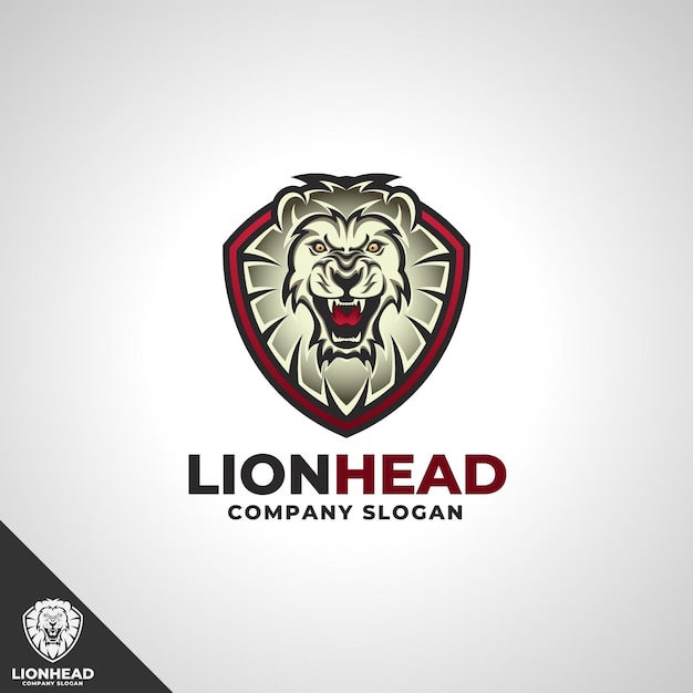 Vector lion head lion shield logo