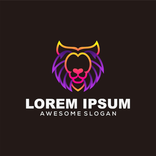 lion head logo colorful vector