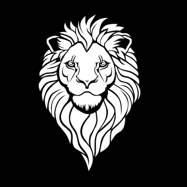 Vector lion head logo design black and white simple vector