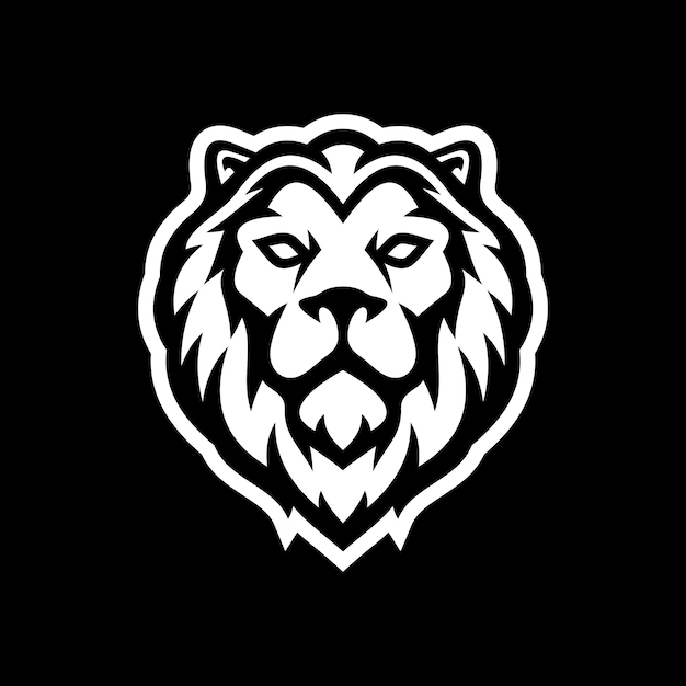 Lion head logo illustration on dark background