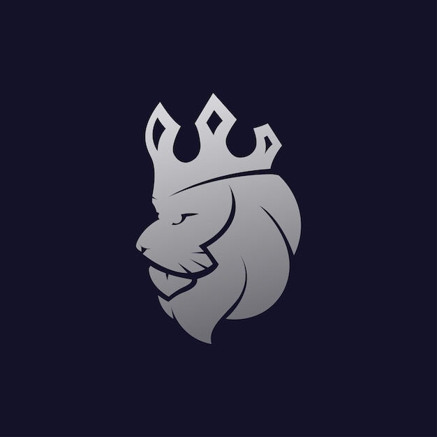 Lion head logo-ontwerp met behulp van het vectorpictogram van de kroondierenkoning