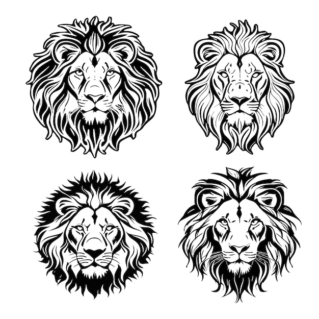 Lion head logo vector stencil set