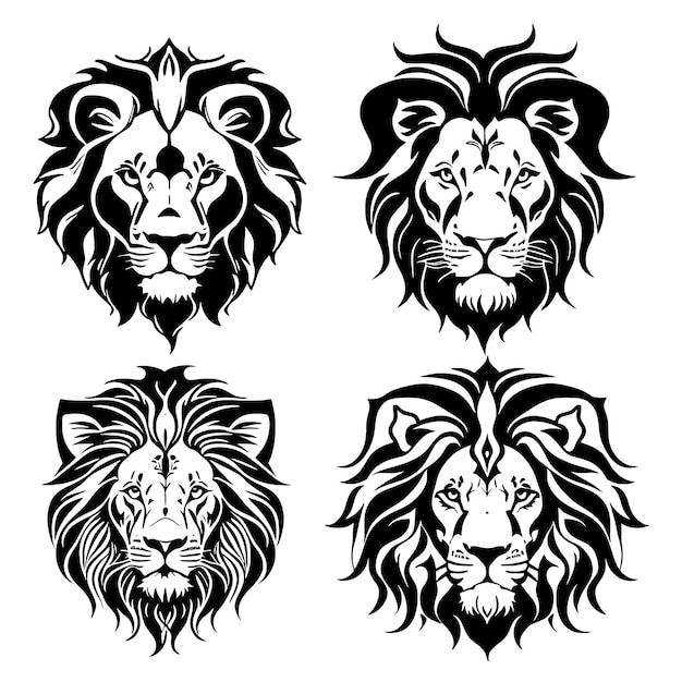 Lion head logo vector stencil set