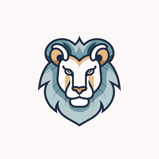 A lion head logo with a blue background