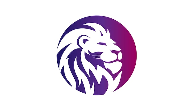 Lion head logo with gradient color circle vector illustration