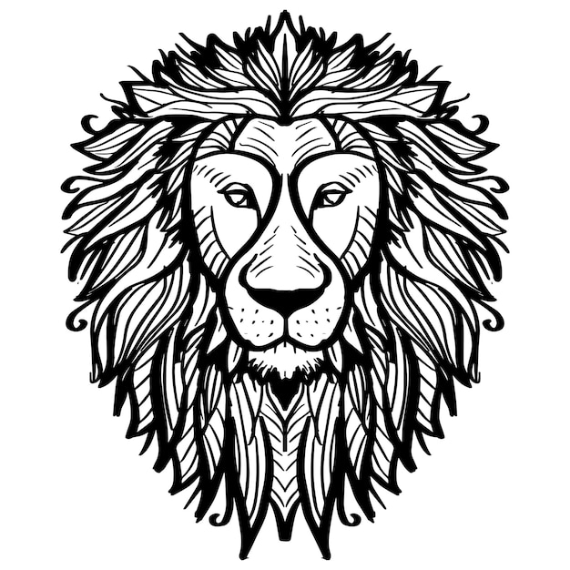 Vector lion head mandala zentangle hand drawing illustration