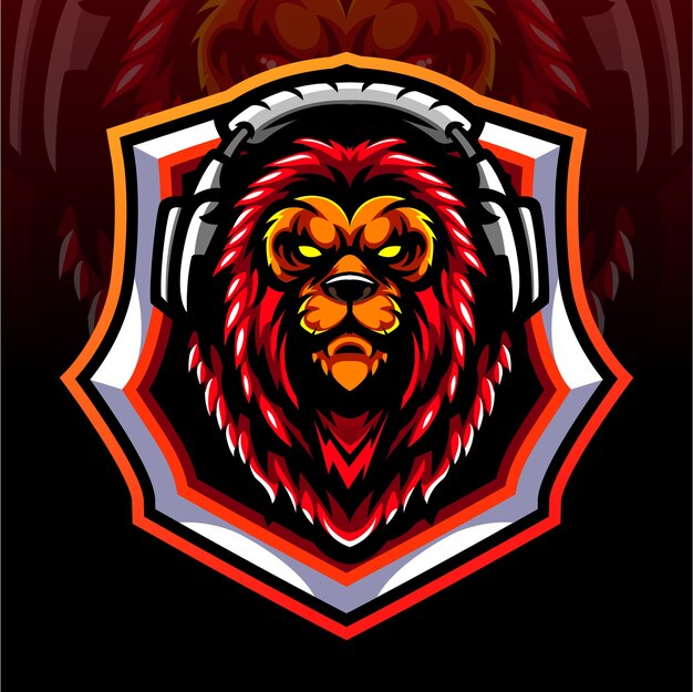 Mascotte testa di leone. design del logo esport