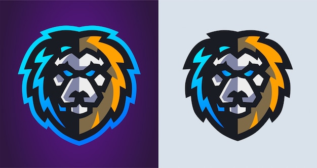 Lion head mascot gaming logo