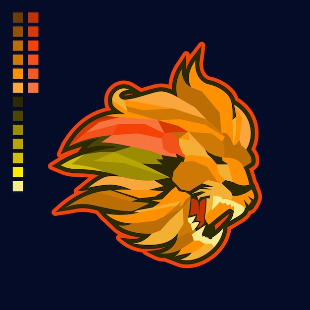 lion head mascot illustration logo