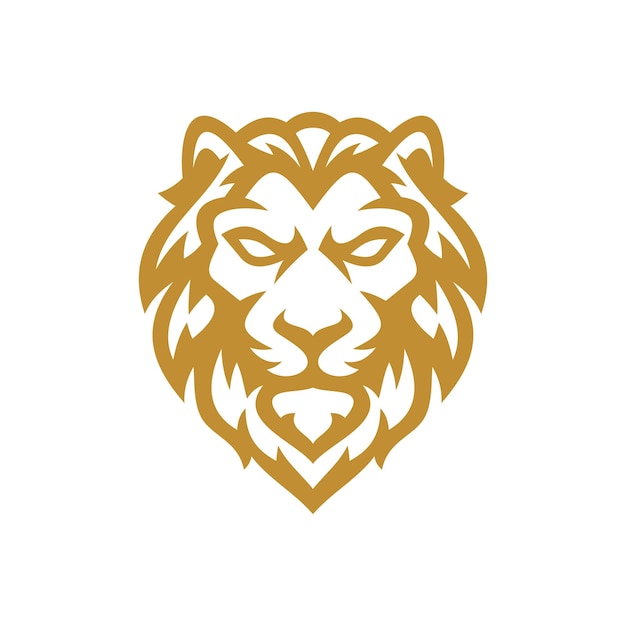 Lion head mascot line art logo design