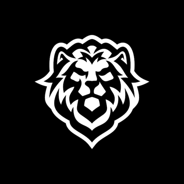 Lion head mascot line art logo illustration