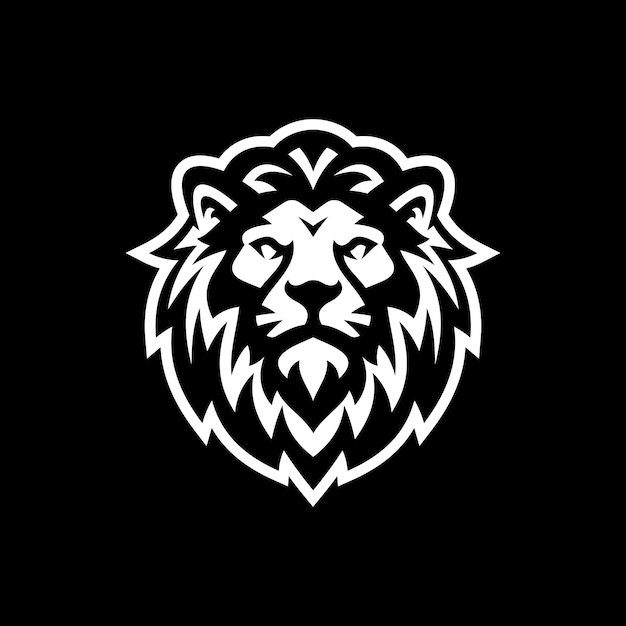 Lion head mascot line art logo illustration