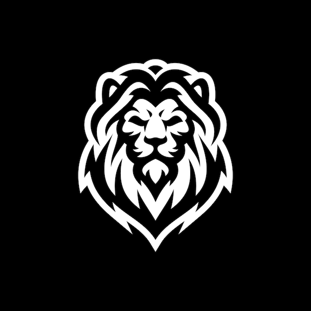 Lion head mascot line art logo illustration