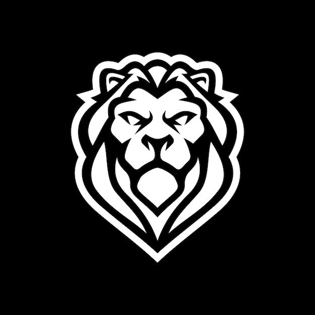 Lion head mascot logo design on dark background