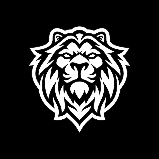 Lion head mascot logo design. vector illustration on dark background