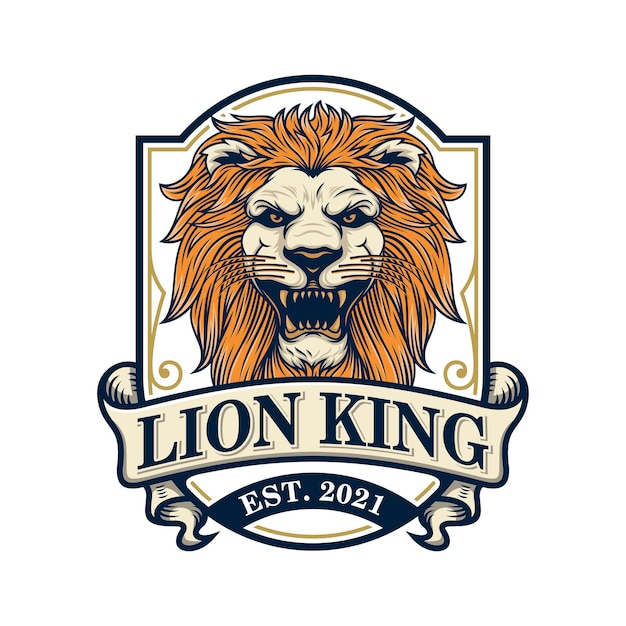 Lion head mascot logo design vector illustration