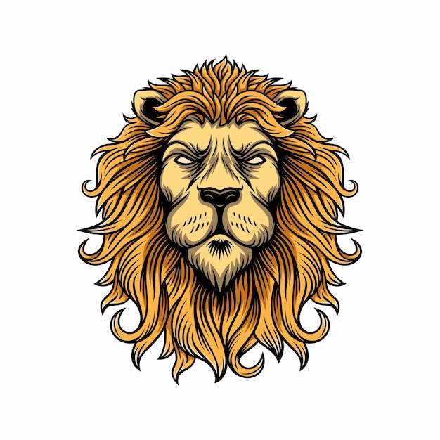 Lion head mascot logo illustration