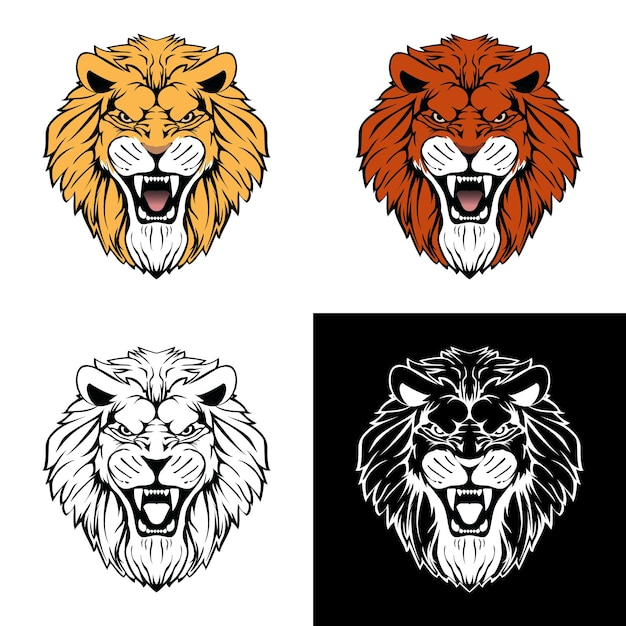 ライオンヘッドマスコットロゴ