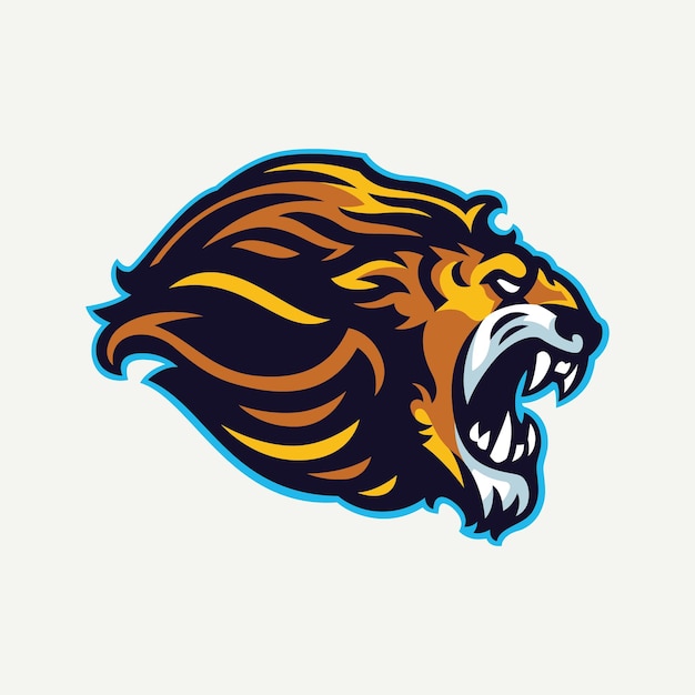 Vector lion head retro illustration mascot