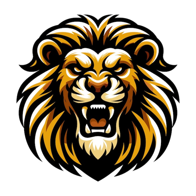 Lion Head Roaring Logo mascotte vector illustratie embleemontwerp geïsoleerd op witte achtergrond