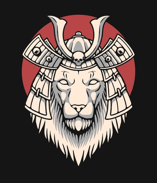 Lion head samurai illustration