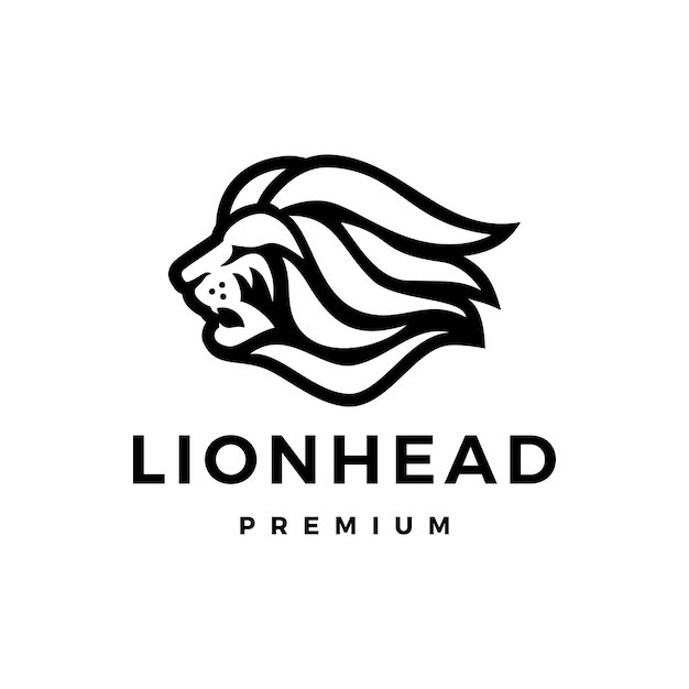 Lion head side view logo vector icon illustration