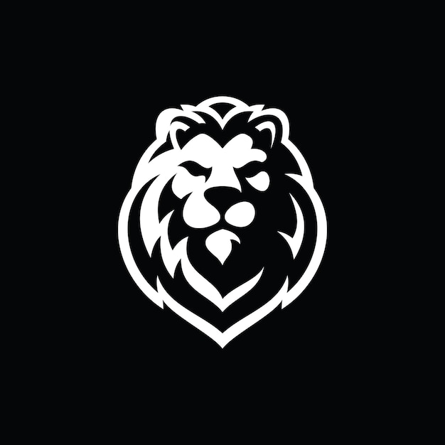 Lion head silhouette logo design Lion head vector illustration on dark background