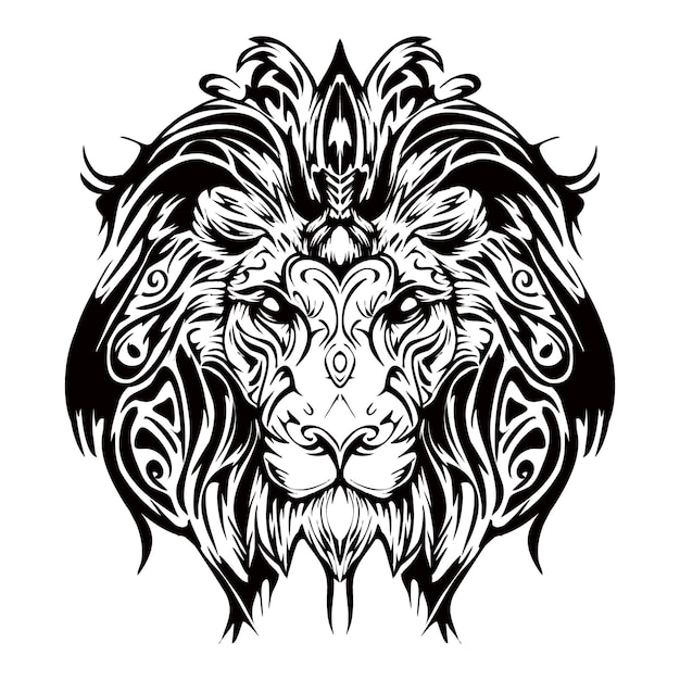 Lion head silhouette outline drawing