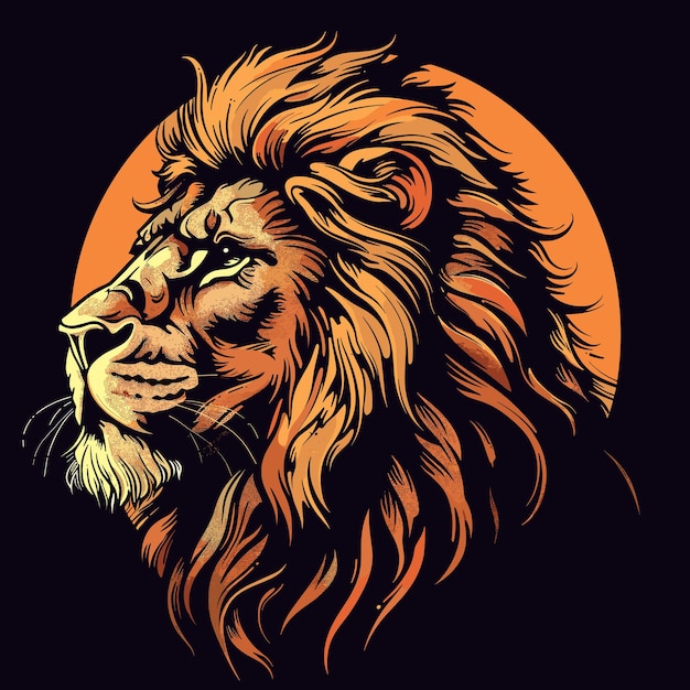 Lion head vector illustration for tshirt design or poster