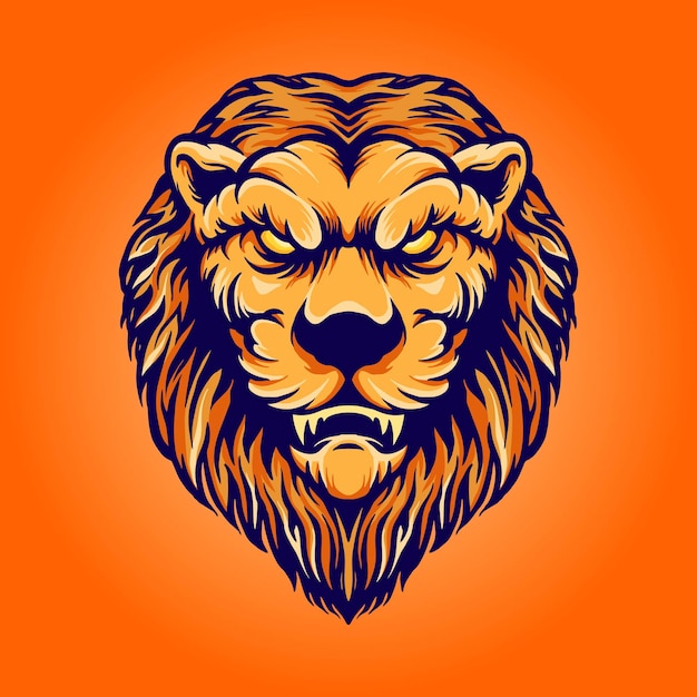 Lion Head Vintage Character mascotte illustraties