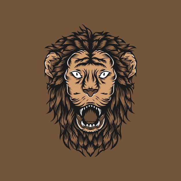 Vector lion head vintage handdrawn illustration