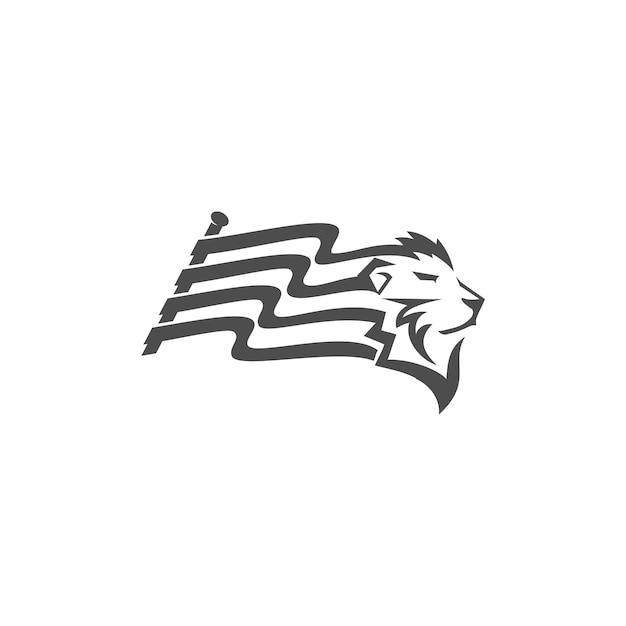 Lion Head Vlag illustratie embleem mascotte ontwerp Template: