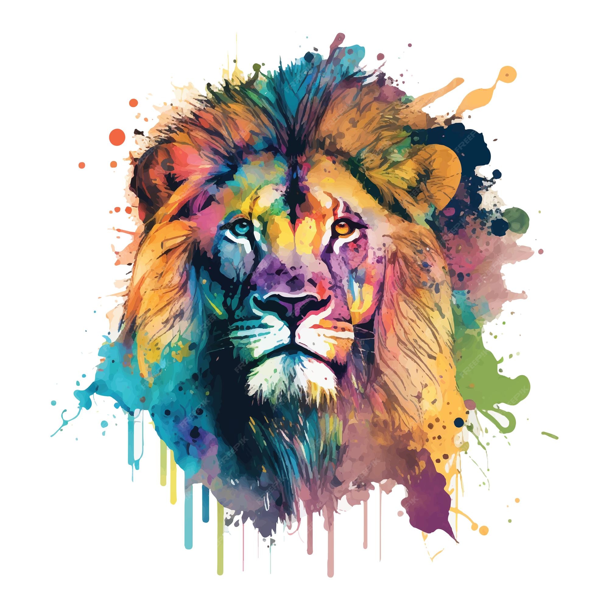 Premium Vector | Lion head watercolor spash design